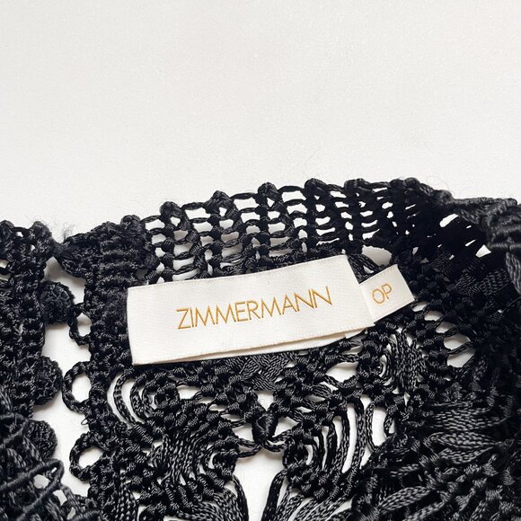 Zimmermann Kaleidoscope Fringed Macrame Dress Black AU 0P US 2P Petite - Picture 8 of 13